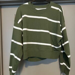 Lululemon Green and White Striped Sweatshirt